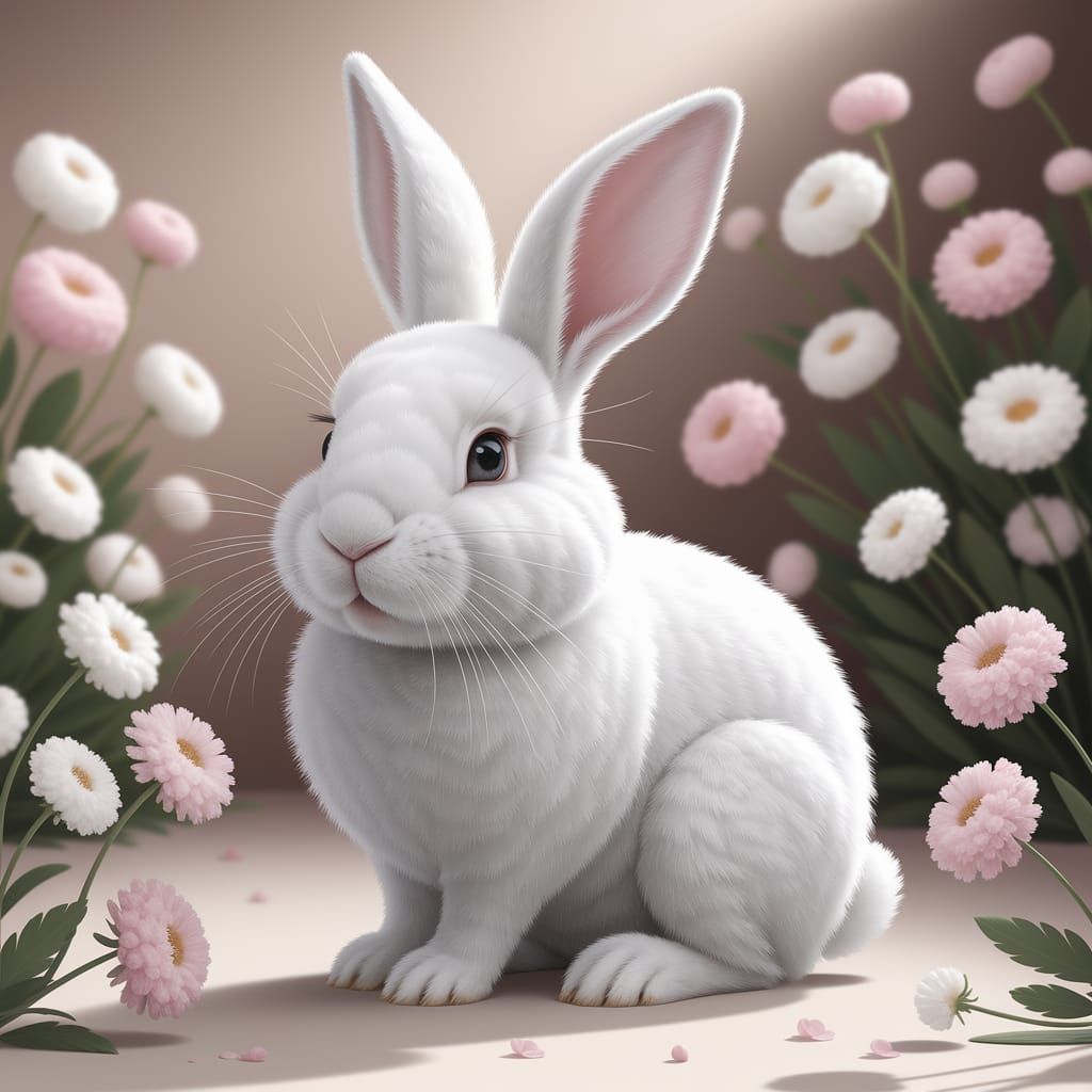 Soft Cotton Rabbit in Whimsical Studio Setting