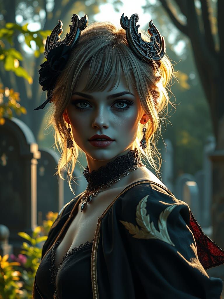 Gothic Goddess in Cemetery Glory