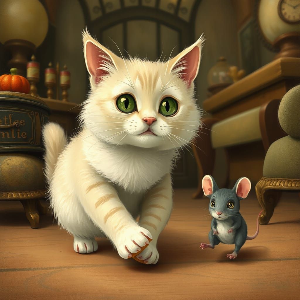 cat chasing a mouse
