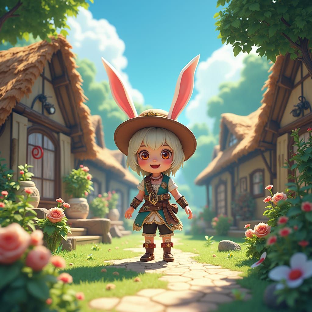 Bunny Hollow Adventure: Hidden Treasure in Anime Style