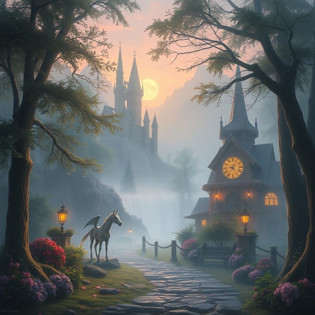 Ethereal Fantasy Landscape in Luminist Style