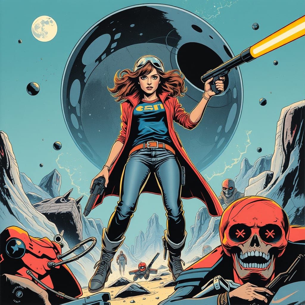 Retrofuturistic Italian Art for Sci-Fi Comic Book Cover