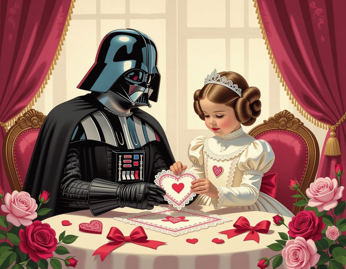 Darth Vader and Princess Leia Make Valentines