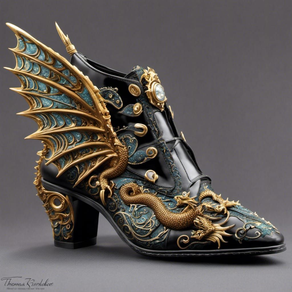Detailed Steampunk Dragon Shoes in Gothic Style