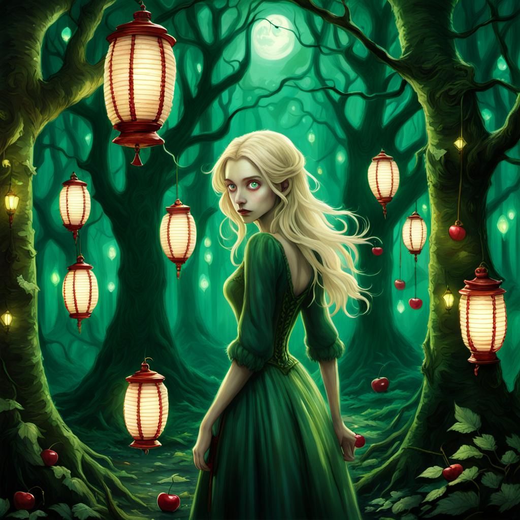 Enchanted Cherry Night in Fantasy Style