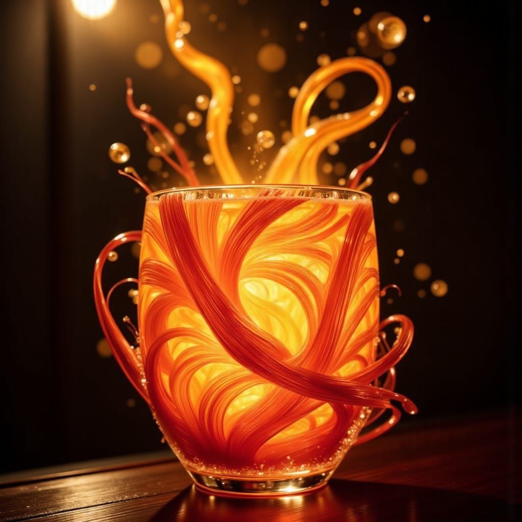 Ethereal Golden Cocktail in a Crystal Vessel