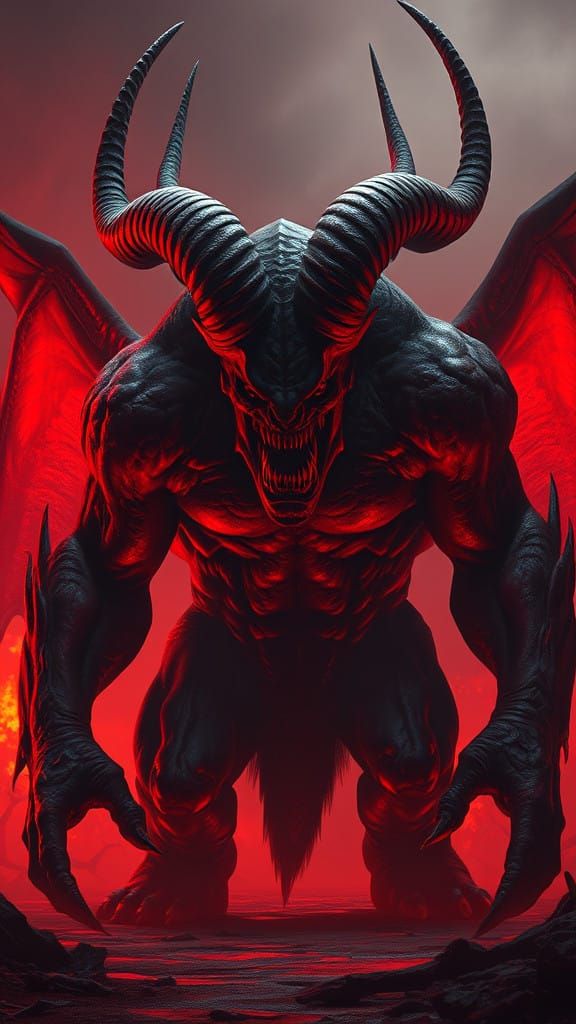 Hulking Demon in Hellish Liminal Space