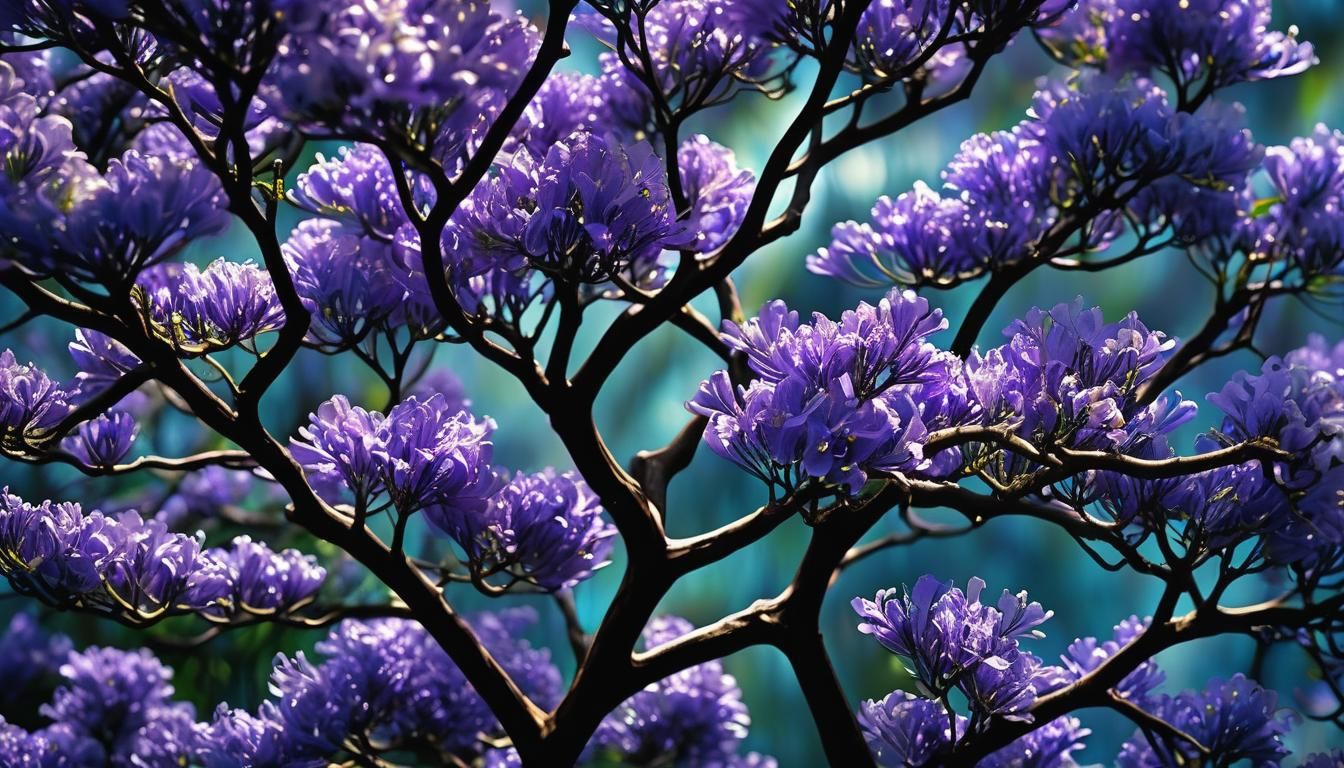 Iridescent Jacaranda Flowers in Hawaii: Hyperrealistic HDR