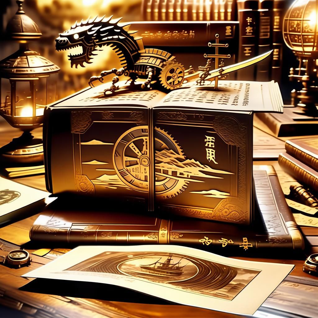 Steampunk Book Opens to Reveal Robot Samurai