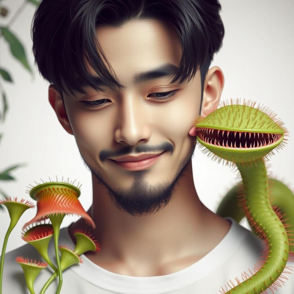 Man with Carnivorous Plant Pets