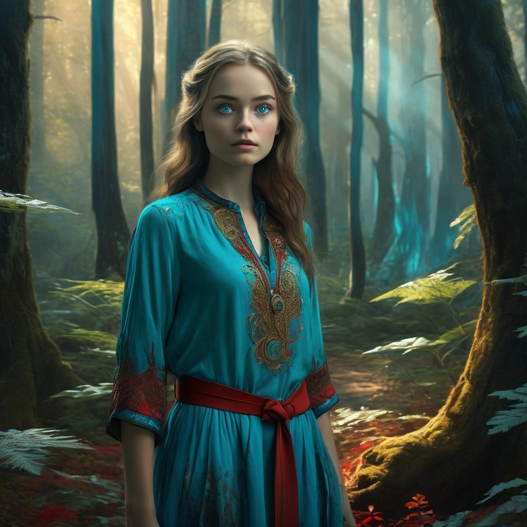Enchanting Fantasy Maiden in Mystical Forest Glade