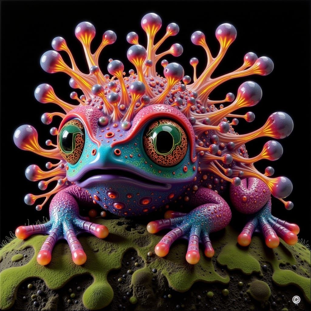 Mystical Frog with Glowing Markings in Lush Environment