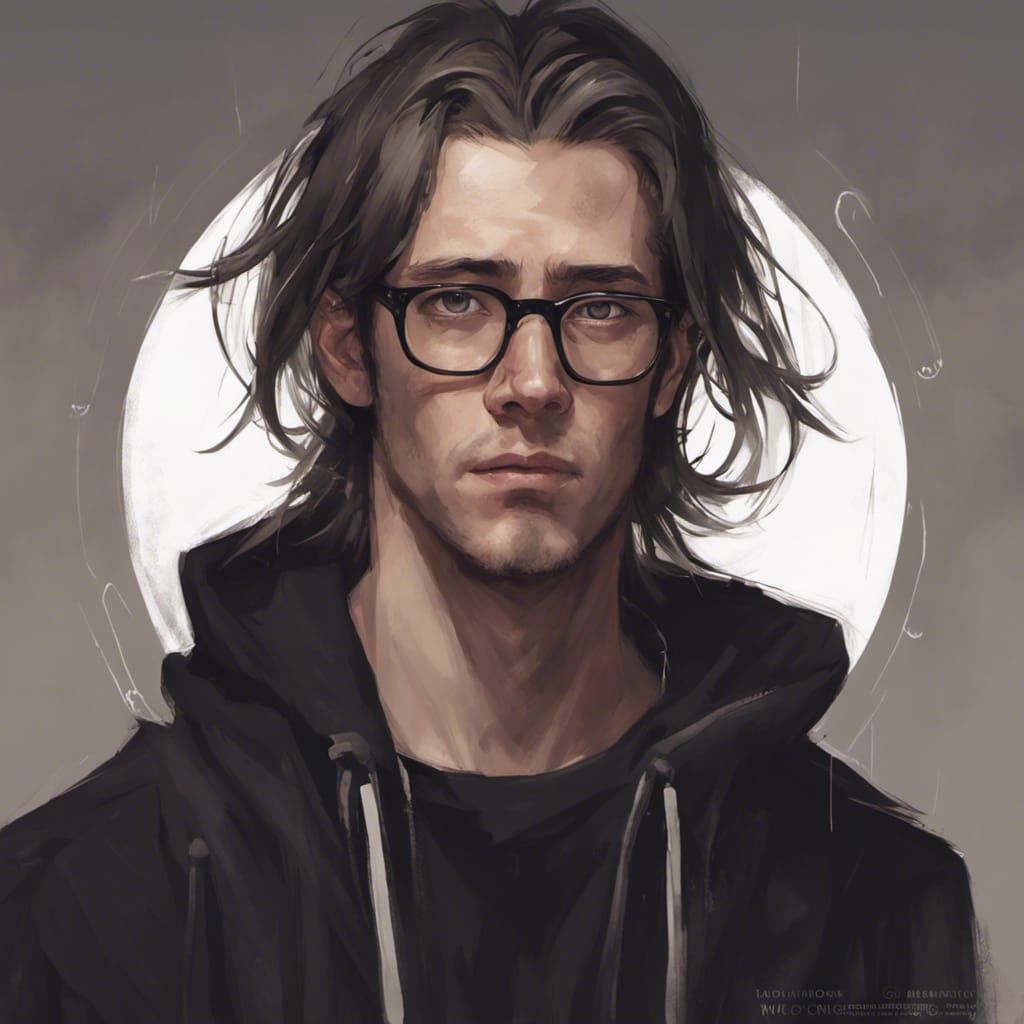 Sad Young Man in David Lynch Style Portrait