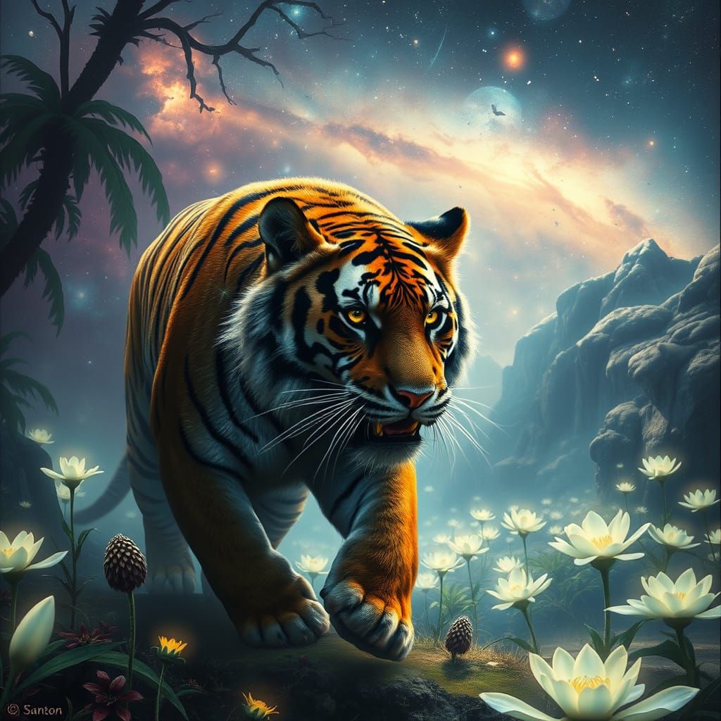 Cosmic Tiger in Alien Jungle
