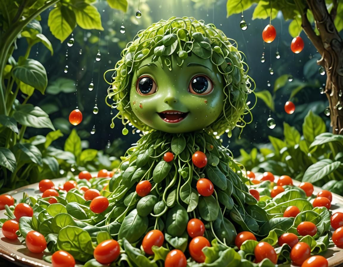 Anthropomorphic Beans in Salad Dress: Fantasy Art