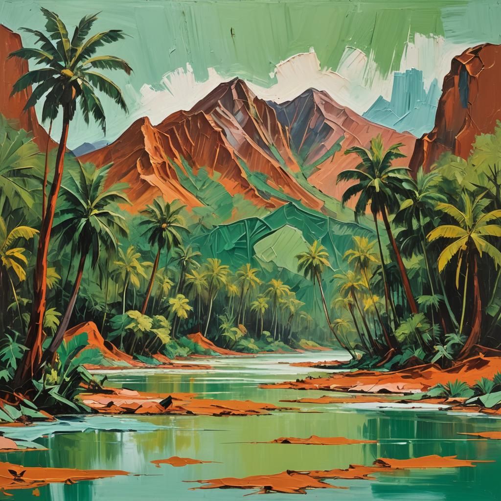 Alien Landscape Painting in Expressionist Style