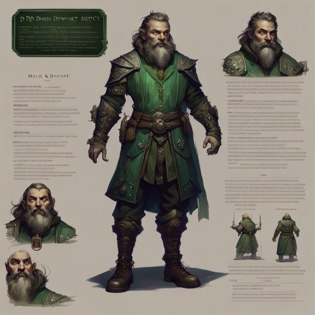 Dark Dwarf Artificer Character Sheet in Romantic Academia St...