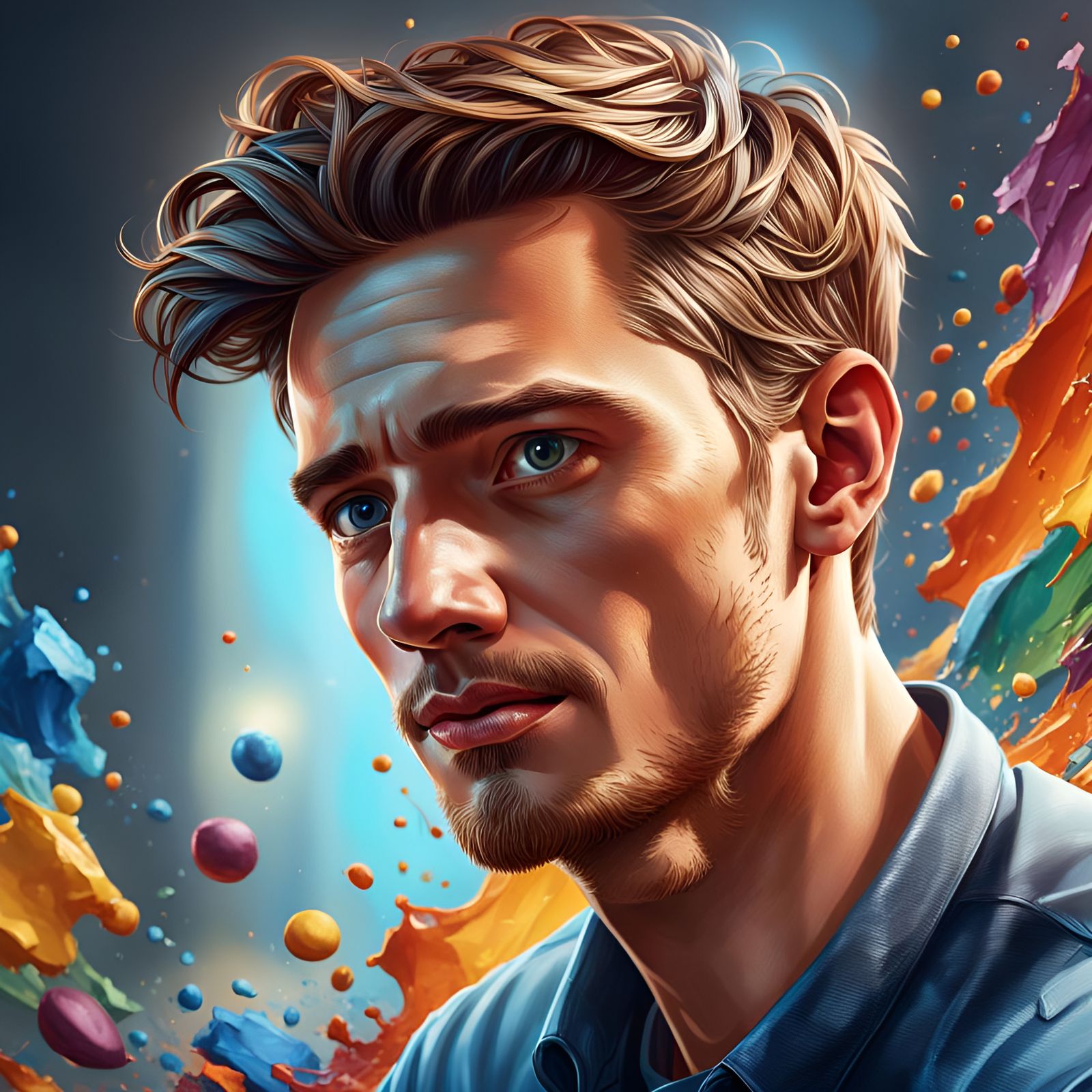 Happy Young Man in Suit in Modern Company