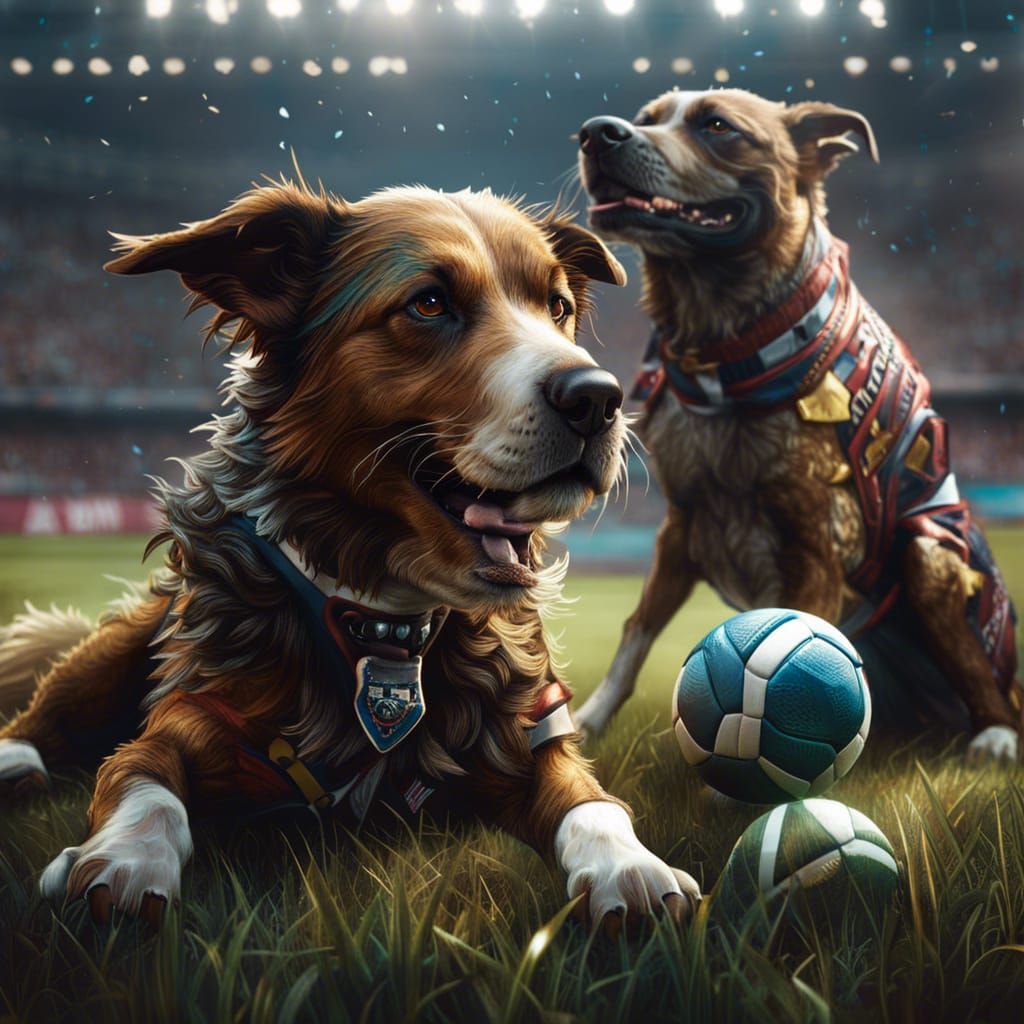 Dogs playing football (B)