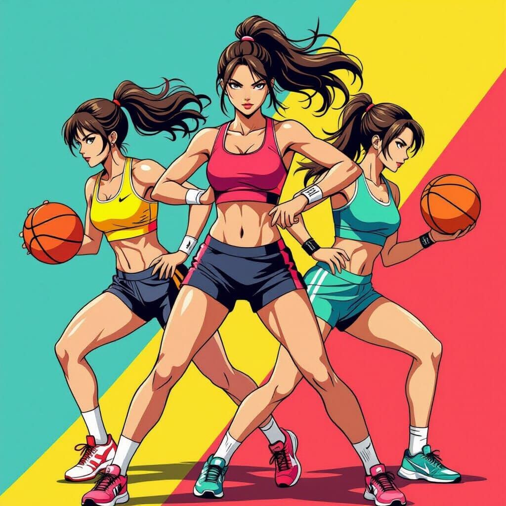 Women's Sports Poster: Bold Graphics, Dynamic Poses