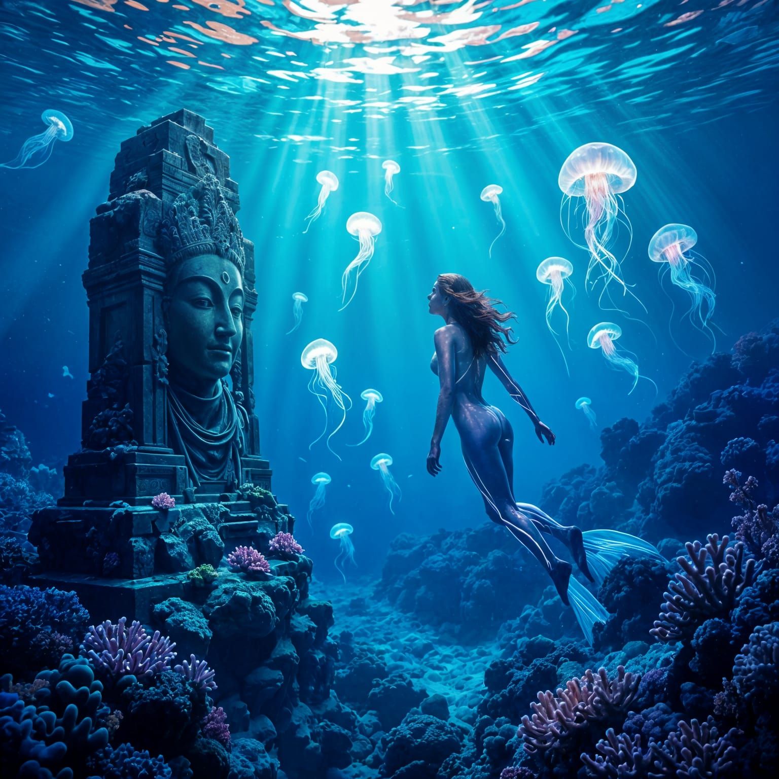 Bioluminescent Coral Reef at Twilight