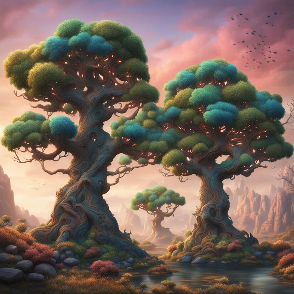 Fantastical Forest in Detailed Matte Painting Style