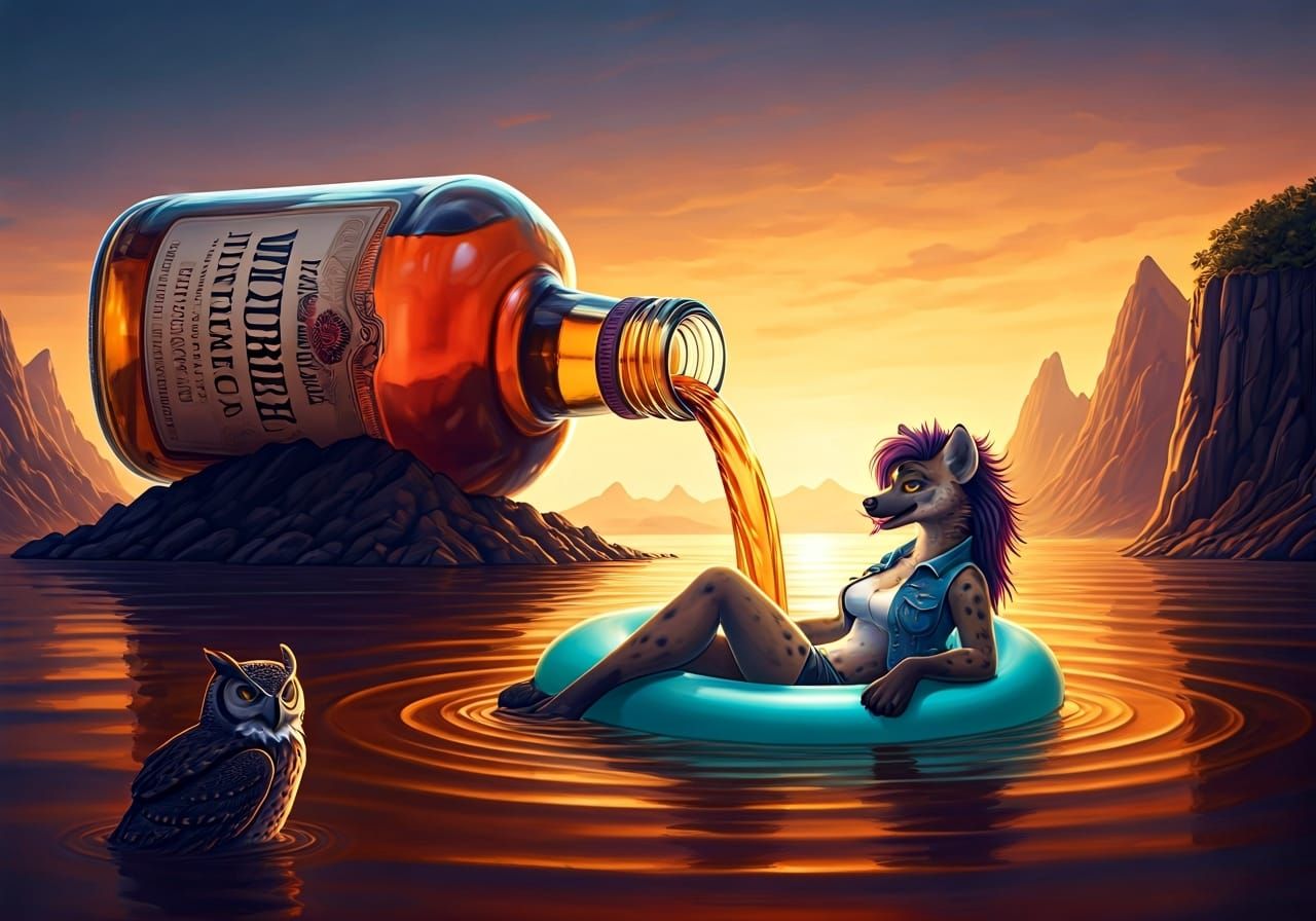 Monumental Bourbon Pouring as Watercolor Painting