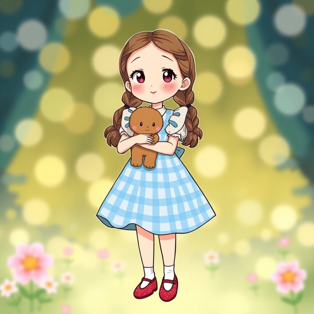 Dorothy in Manga Style with Bokeh Background