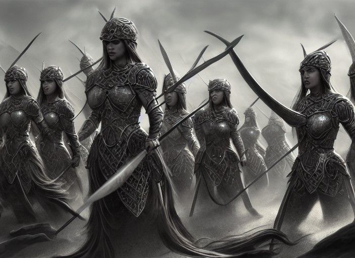 Silver Armored Warrior Women Army on ArtStation