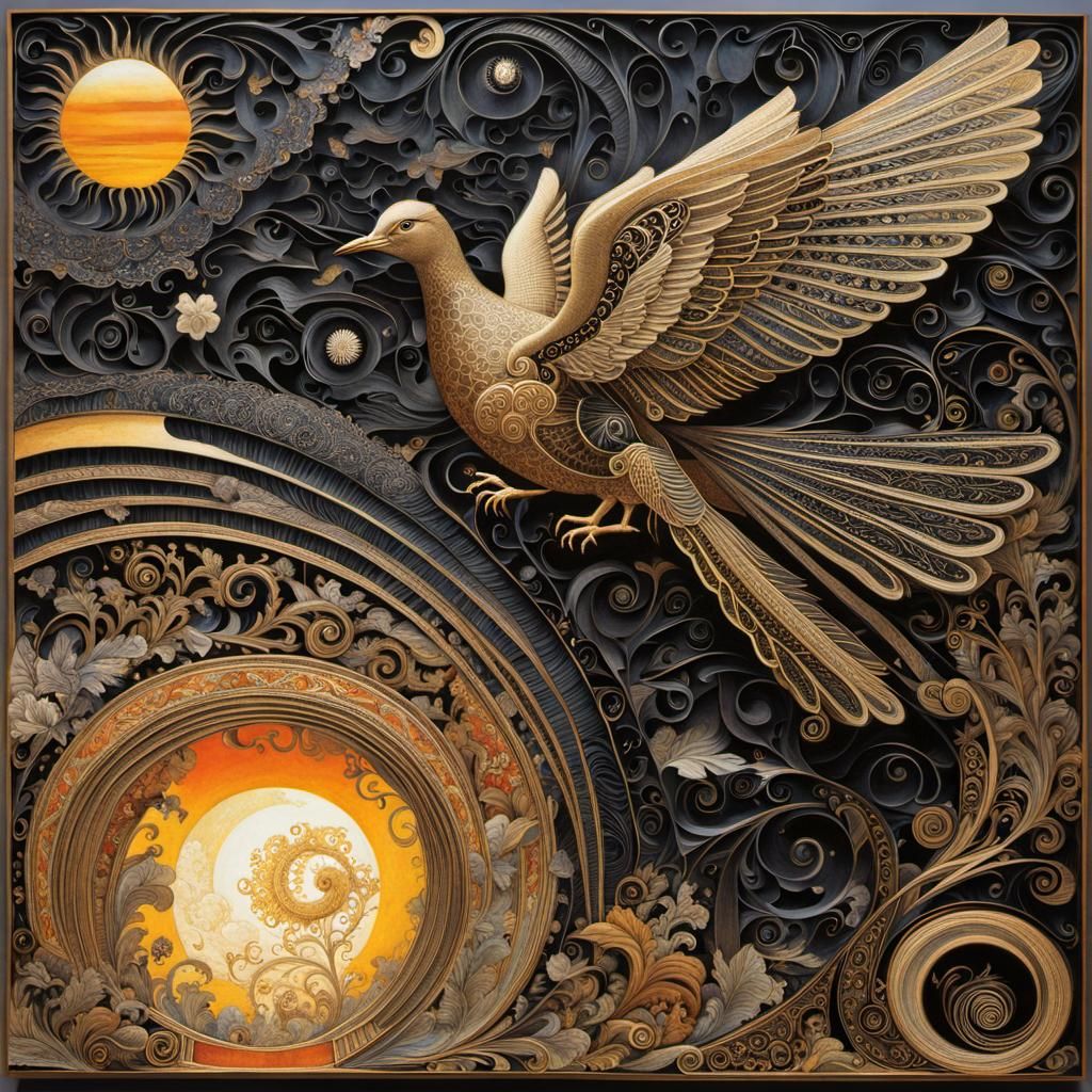 Jigsaw Puzzle Parachuter in Ornate Collage Style