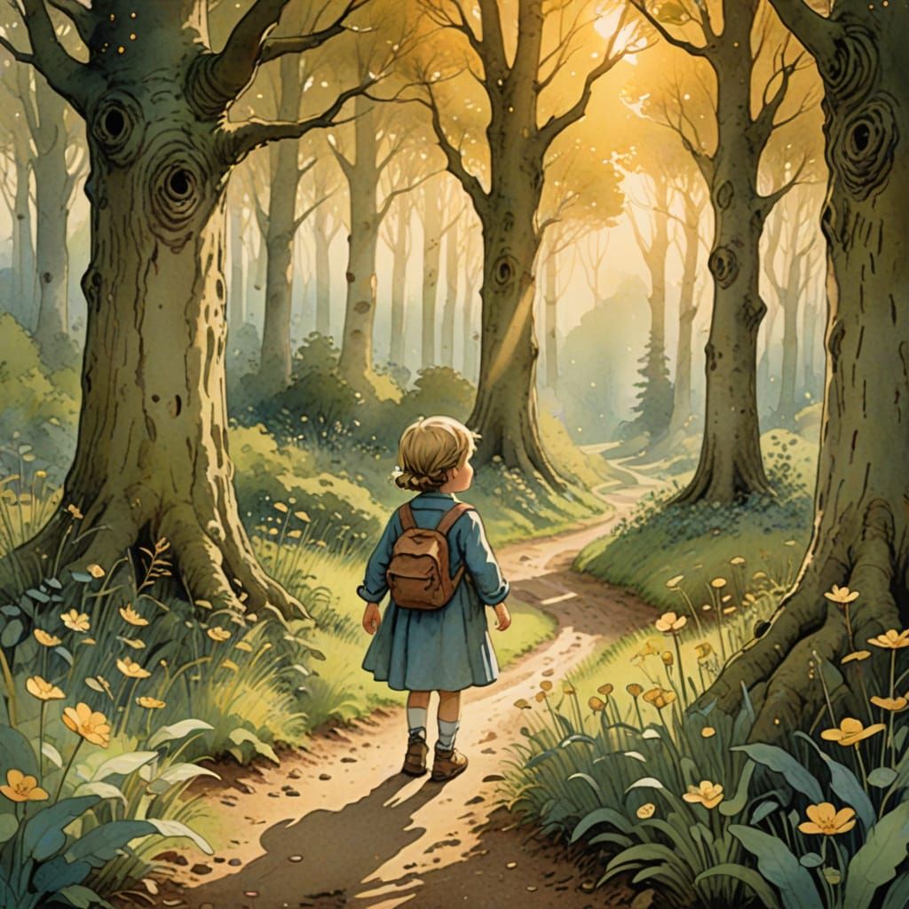 Whimsical Children's Book Illustration in Watercolor Style