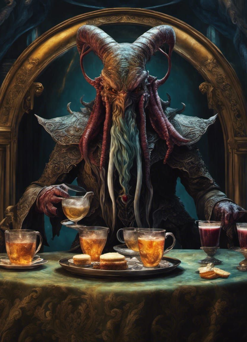 Cthulhu at Tea: A Dark Fantasy Portrait