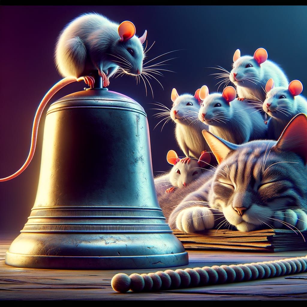 Rats Observe Sleeping Cat: Detailed 3D Digital Art