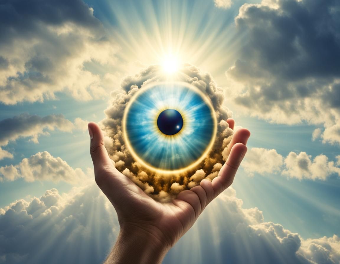 Heavenly Sunshine Beams Through Divine Clouds