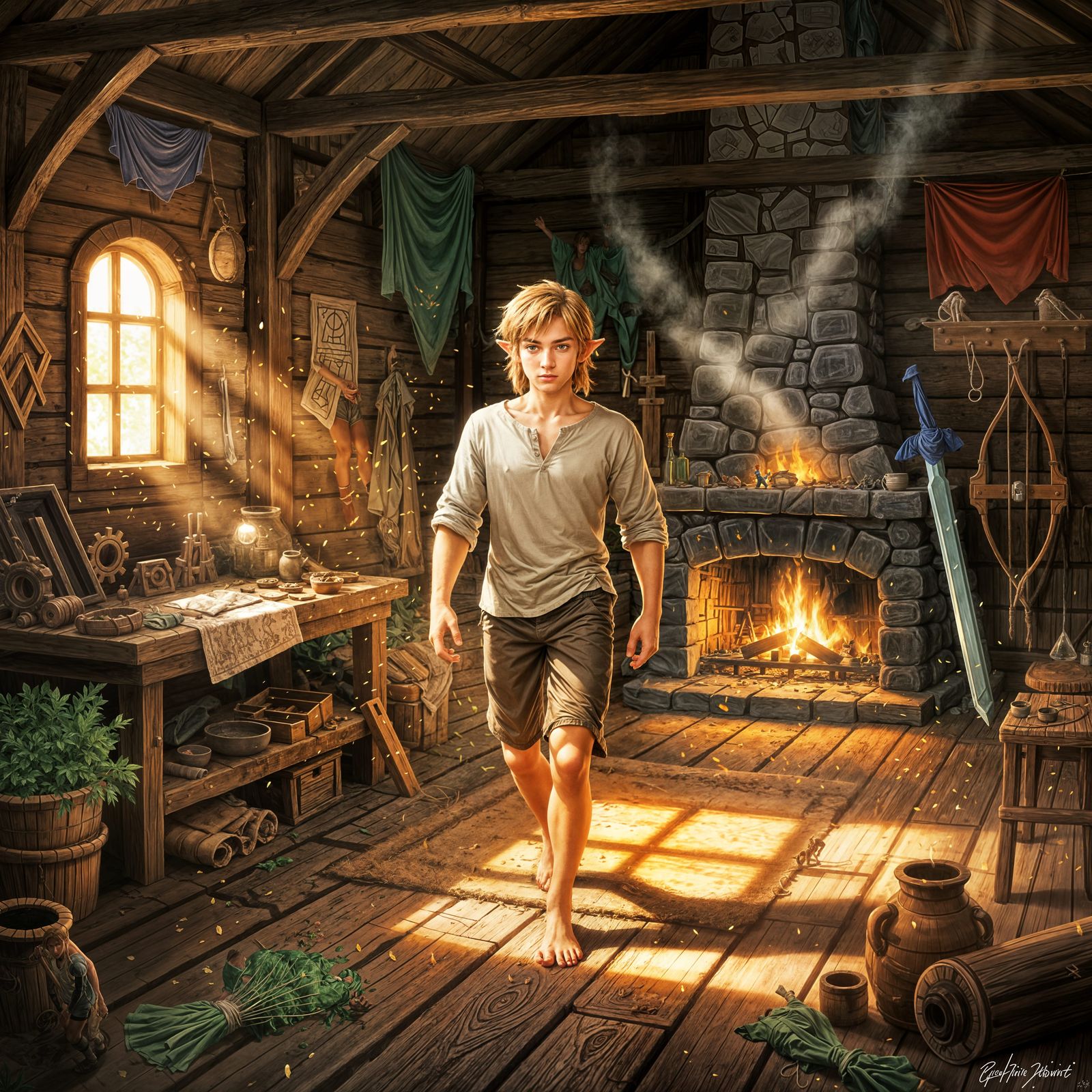 Link Relaxing at Home in Casual Attire