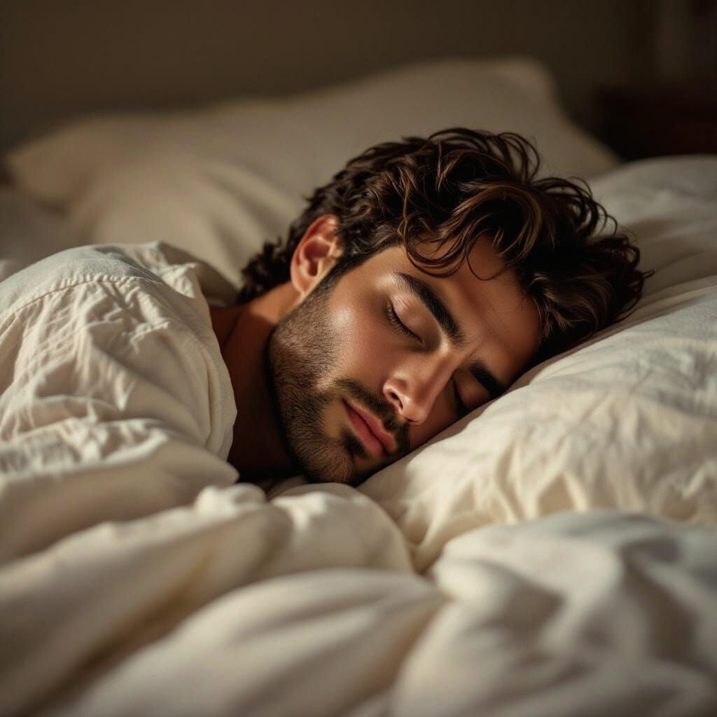 Cinematic Portrait of Actor Francesco Arca Sleeping