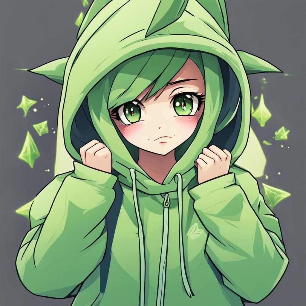 Anime Girl in Celebi Hoodie