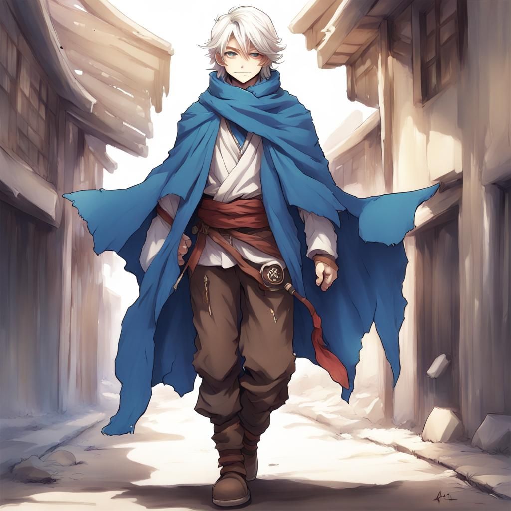 Anime-Style Halfling Rogue with Tattered Scarf