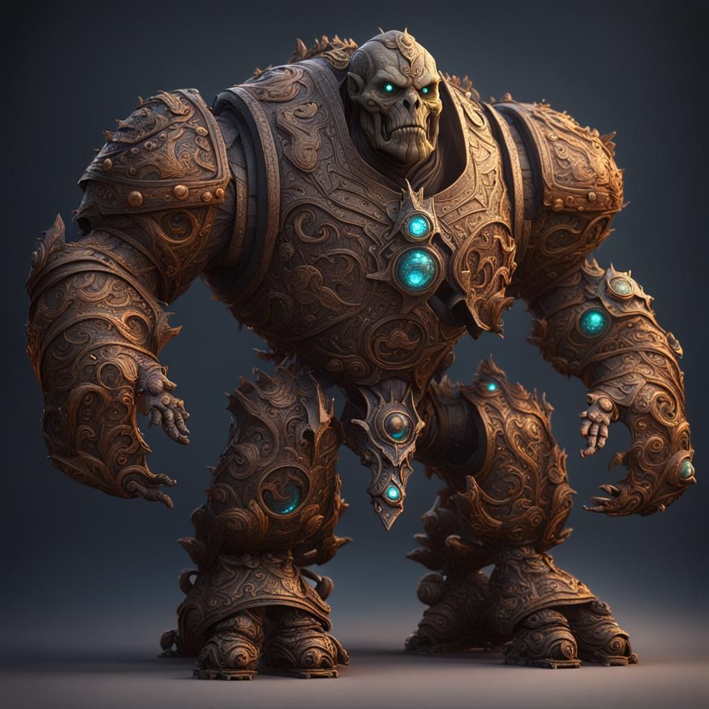 Detailed Scroll Golem in Fantasy Concept Art