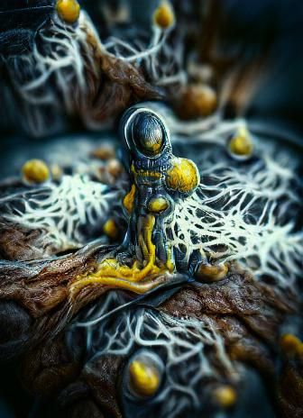 Spacesuit Slime Mold Network Solutions in Hyperrealism