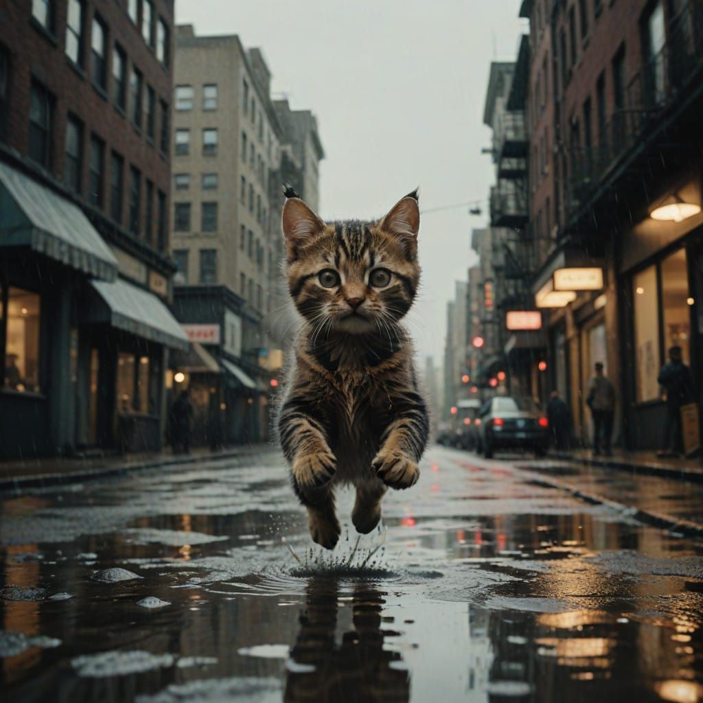 Surreal Film Noir Kitten Captured in Cinematic Style