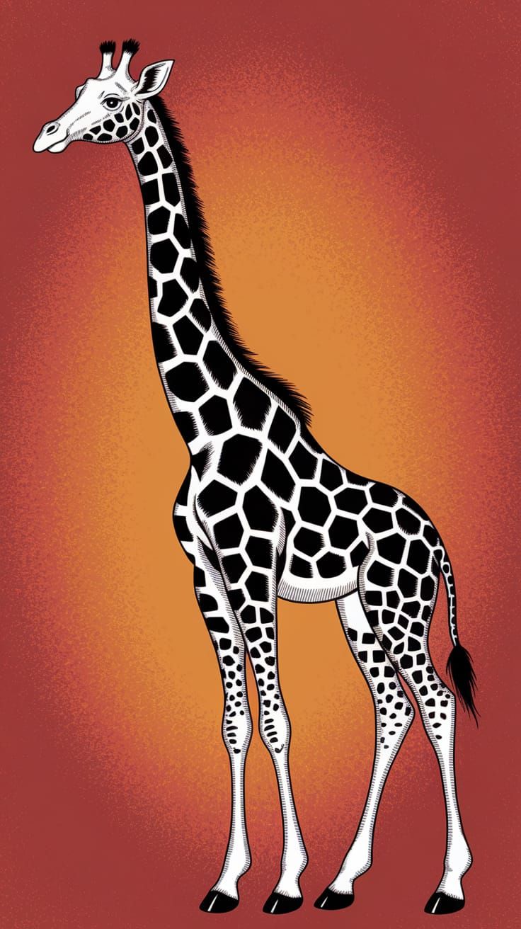 Tribal Art Giraffe with Dotted Patterns