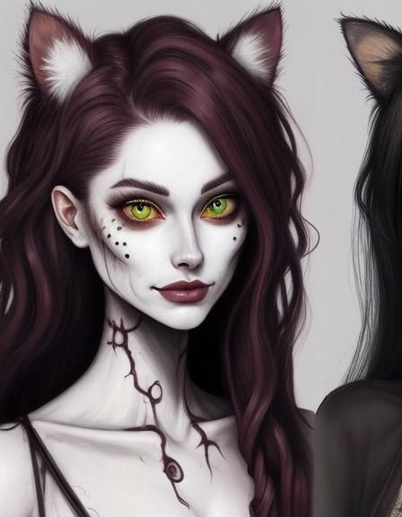 Surreal Cat-Girl Amalgamation: A Weird Portrait