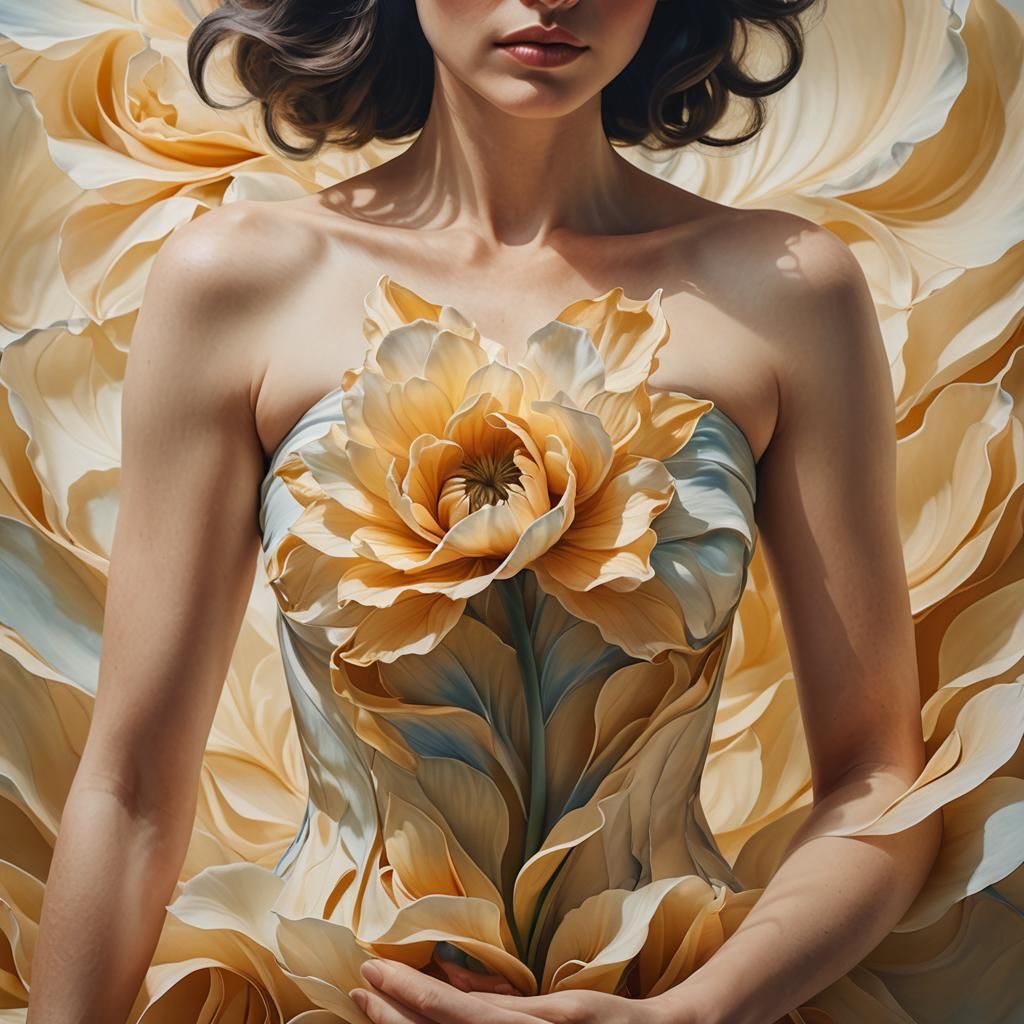 Surreal Flower Breast in O'Keeffe Style