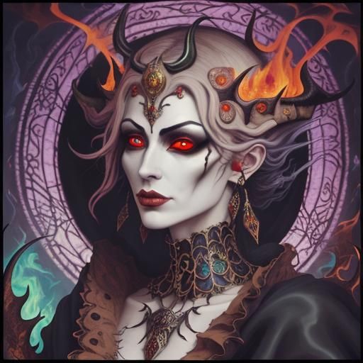 Hellish Demon in Ornate Attire: A Dark Fantasy Illustration
