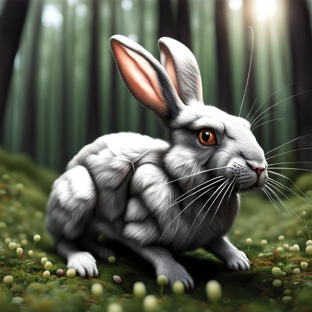 Photorealistic Bug-Bunny Hybrid Creature