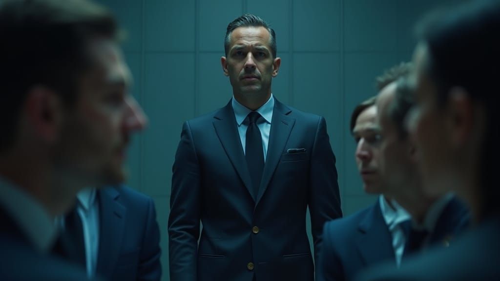 Dramatic Boardroom Scene in Hyperrealistic Style