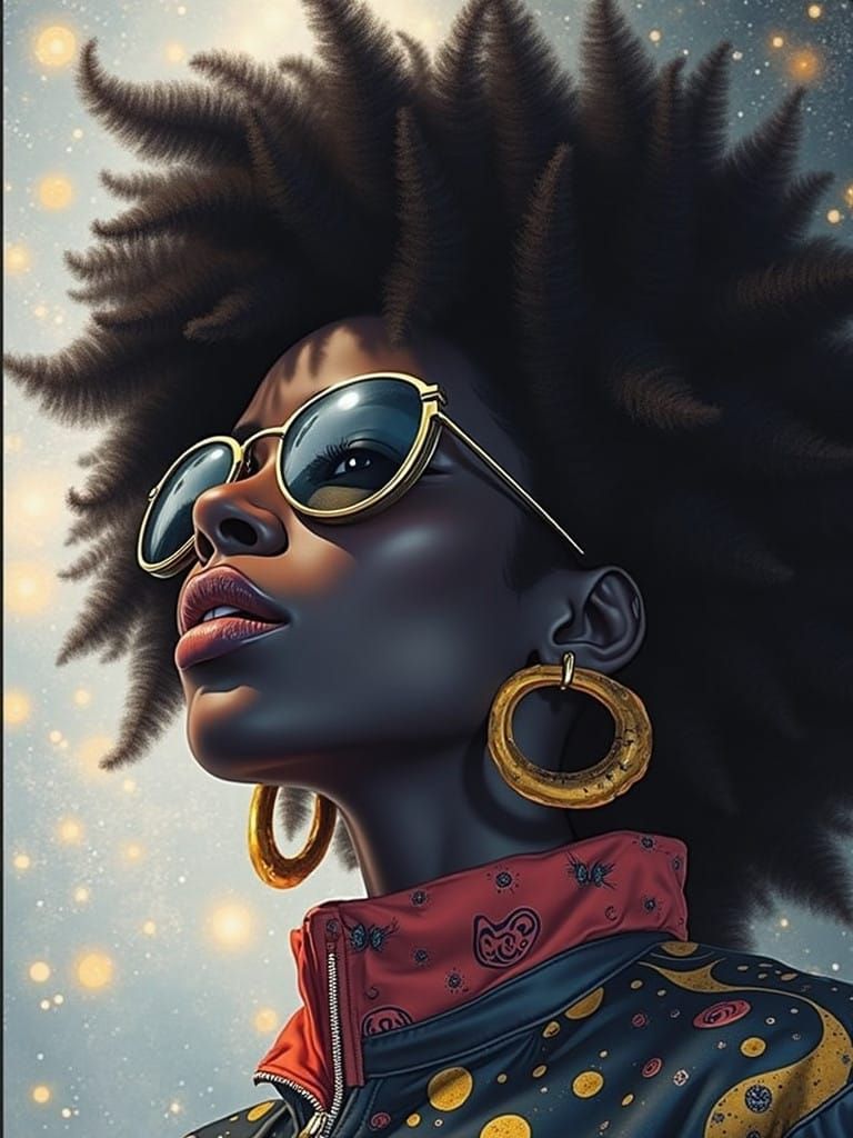 Afrofuturist Goddess in Cosmic Streetwear