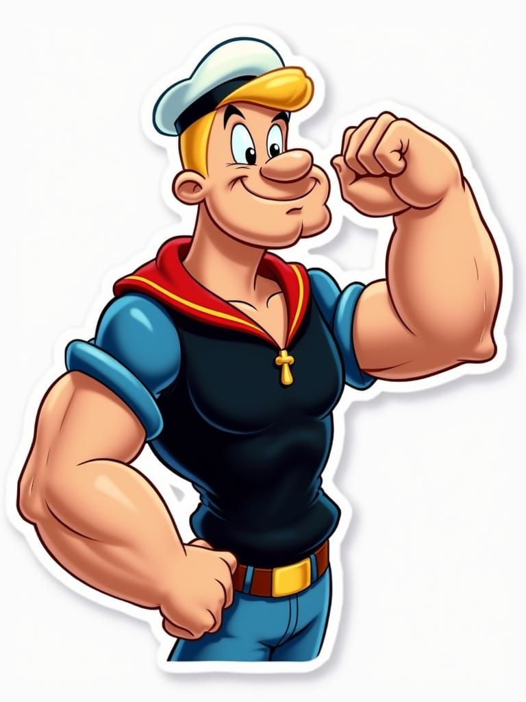 Popeye Flexing: Vintage 1940s Cartoon Style