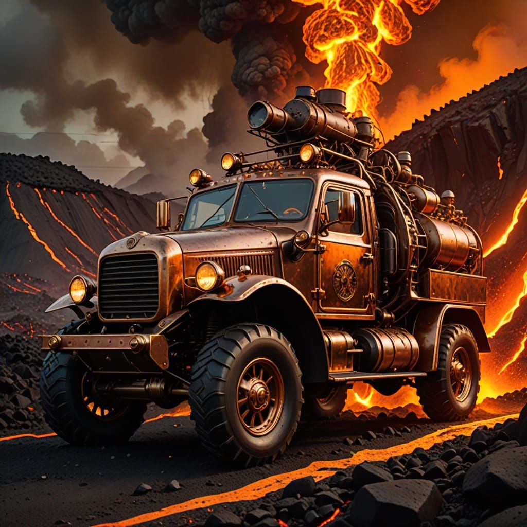 Vintage Armoured Car Descends into Lava Wastes in Industrial...